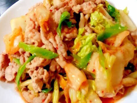 下味で豚肉柔らか❤豚キムチ炒め【簡単でヘルシー】